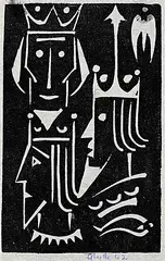 Henry George Glyde, Untitled - Three Kings, 1962, lino block on paper