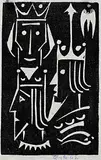 Henry George Glyde, Untitled - Three Kings, 1962, lino block on paper