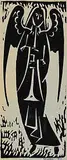 Henry George Glyde, Untitled - Trumpeting Angel, 1968, lino block on paper