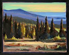 Donald Hamm, Kananaskis Morning, oil on wood board