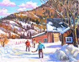 Ron Hedrick, Farmyard Hockey, oil on canvas