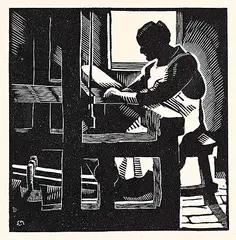 Edwin Holgate, The Old Loom, 1927, wood engraving on paper