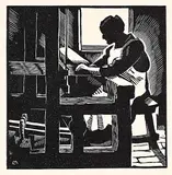 Edwin Holgate, The Old Loom, 1927, wood engraving on paper