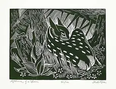 Afternoon of a Fawn #92/100 by Illingworth Kerr, lino block on paper, sold Dec 2024