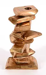 Roy Leadbeater, Stacked Candleholder, bronze sculpture
