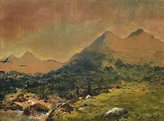 Marmaduke Matthews, Stream Through the Mountains, watercolour on paper