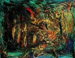 Fantasies Mood by Edward Michell, mixed media on wood board, sold Dec 2024