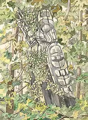 June Montgomery, The Bride of Koona [Skedans], watercolour on paper