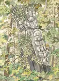 June Montgomery, The Bride of Koona [Skedans], watercolour on paper