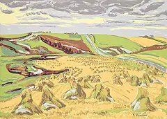 Ruth May Pawson, Late Harvest, 1947, colour silkscreen on paper board