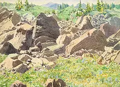 James Stanford Perrott, Untitled - Rock Wall, 1976, watercolour on paper