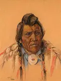 John Semers Perry, Untitled - Man with Braids, pastel on wood board