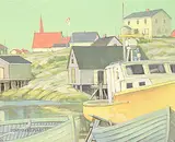 The Church on the Hill - Peggy's Cove, N.S. by Stafford Donald Plant, oil on canvas board, sold Dec 2024