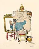 Norman Rockwell, Triple Self Portrait #A/P, colour lithograph on paper