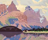 Joseph Ernest Sampson, Maligne Lake, colour silkscreen on paper