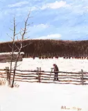 Allen Sapp, Untitled - Winter Stroll, acrylic on canvas