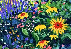 Yvonne Scott, Untitled - My Garden, acrylic on canvas board