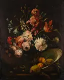 Samuel Seeberger, Untitled - Still Life of Flowers, oil on wood panel