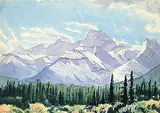 Untitled - Big Mountains by Margaret Shelton, 1943, watercolour on paper, sold Dec 2024