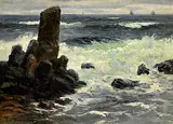 Fritz Staehr-Olsen, Untitled - Crashing Waves, 1920, oil on wood board