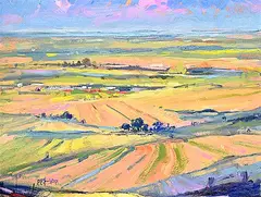 Doug Swinton, Untitled - Pastel Pastures, oil on canvas board