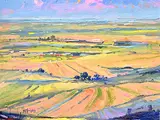 Doug Swinton, Untitled - Pastel Pastures, oil on canvas board