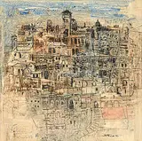 John Benjamin Taylor, Hill Town, Tuscany, 1964, mixed media on paper