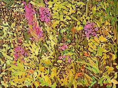 Lawrence Washburn, Summer Garden, 1981, oil on wood board