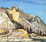 George Weber, A Mountain East of Jasper [Near Henry House], 1960, watercolour on paper