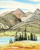 George Weber, Roche a Bosche, Roche Ronde #2 [Jasper National Park], 1981, watercolour on paper