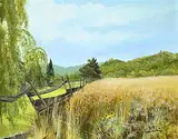 Colin Williams, Alliston Landscape, 1975, acrylic on wood board