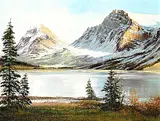 Mathew Wong, Bow Lake, Banff, oil on canvas board