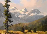 Karl E. Wood, Bow Glacier, oil on canvas board