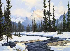 Robert E. Wood, Mount Rundle, oil on canvas board