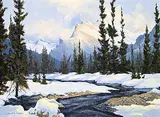 Robert E. Wood, Mount Rundle, oil on canvas board