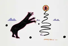 Jackson Beardy, Untitled - Bear and Spirit, 1967, watercolour and goauche on paper