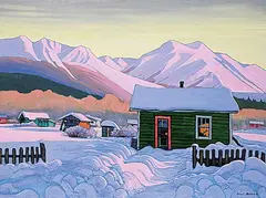 Nicholas J. Bott, Winter Native Village, oil on canvas
