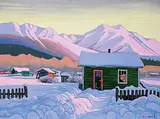 Nicholas J. Bott, Winter Native Village, oil on canvas