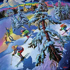 John H. Burrow, Evening Race, oil on canvas