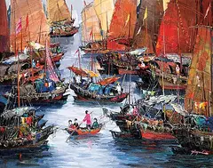 Tinyan Chan, Waterfront, oil on canvas