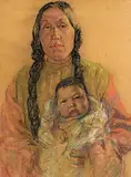 Nicholas Raphael de Grandmaison, Untitled - Mother and Child, pastel on sandpaper
