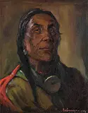 Nicholas Raphael de Grandmaison, Untitled - Man with Red Blanket, oil on canvas