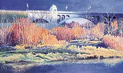Gilbert A. Flodberg, Bridge, Evening Light, oil on canvas