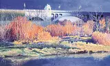 Gilbert A. Flodberg, Bridge, Evening Light, oil on canvas