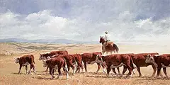 Richard Audley Freeman, Cattle Country, oil on wood board