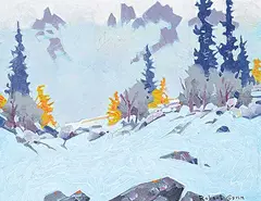 Robert Genn, Bugaboo Whiteout, 2014, acrylic on canvas