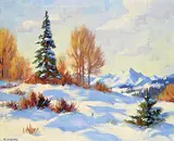 Roland Gissing, Untitled - Snowy Mountain View, oil on canvas