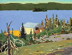 Robert Genn, Fly Camp at Ven Lake, near Yellowknife N.W.T., oil on wood board