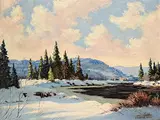 Roland Gissing, Untitled - Winter Stream, oil on paper board