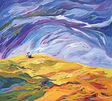 Kathleen Hanrahan, Untitled - Picking Cactus Berries Near Lethbridge, acrylic on canvas